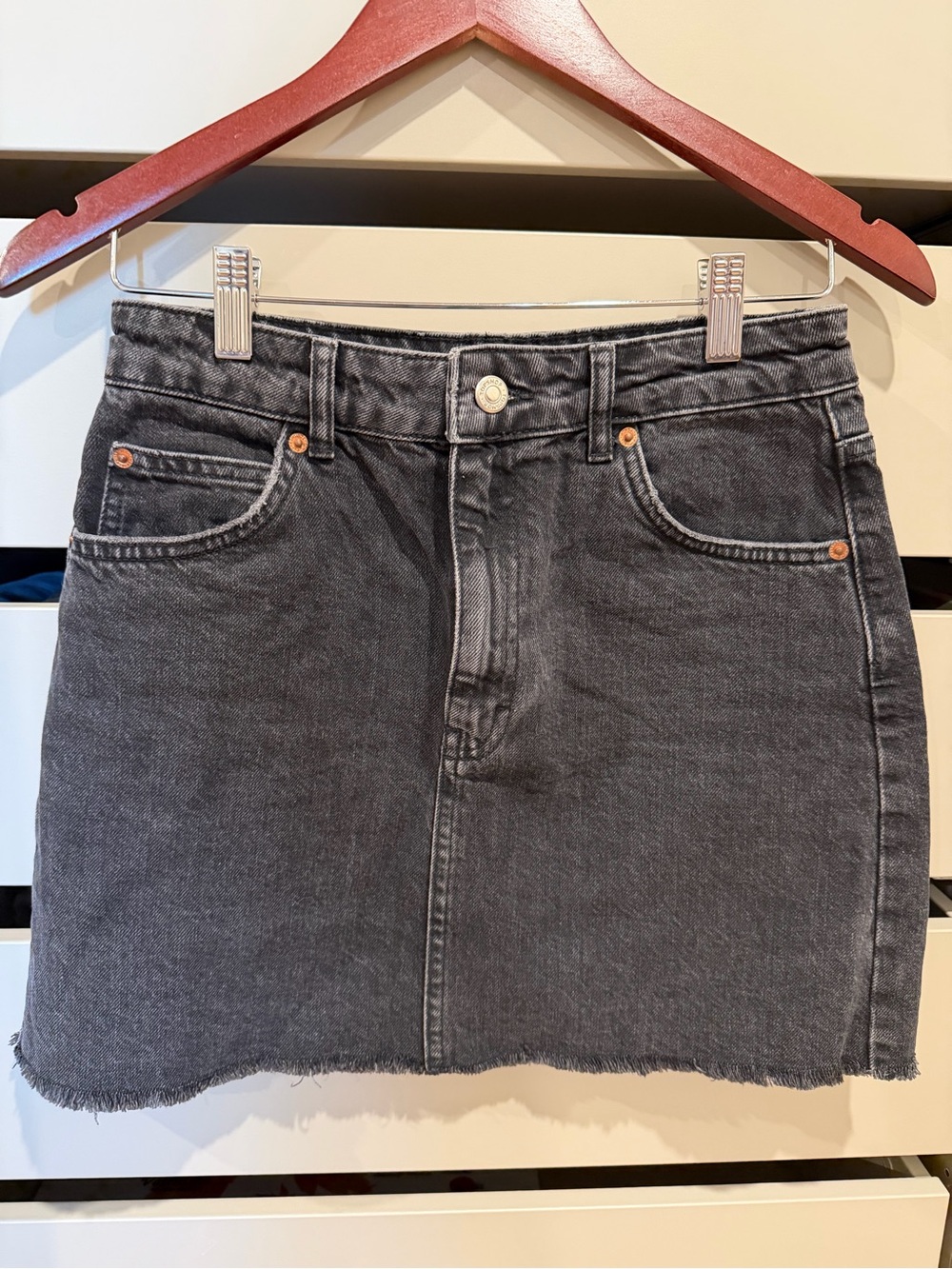 Topshop Charcoal Black Denim Mini Skirt